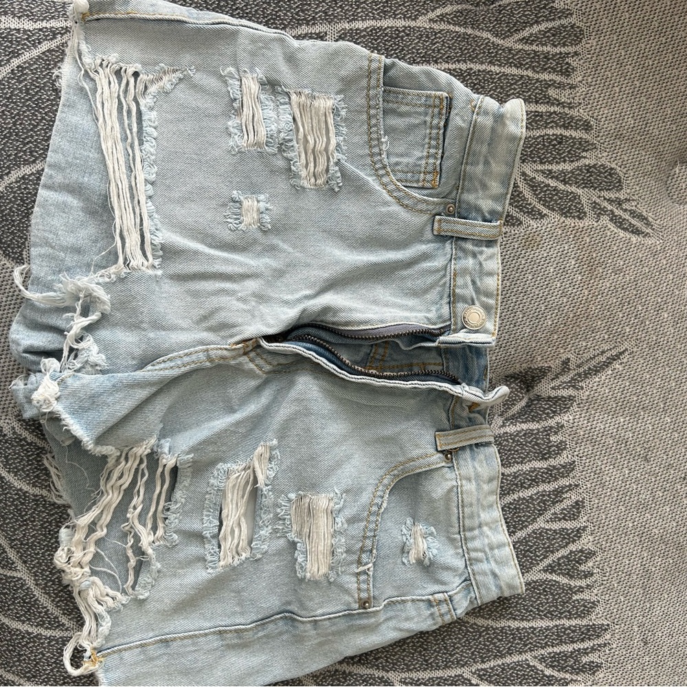 SHEIN Light Blue Distressed Jean Shorts